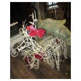 (2) Lighted reindeer & sleigh & large Christmas