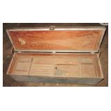 Vintage wood tool box with insert. Measures 12" x