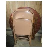 (2) Card tables and (4) Metal folding chairs. (2) Card tables and (4) Metal folding chairs.