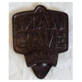 Heavy cast metal Man Cave wall plaque bottle