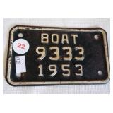 1953 Boat license plate.