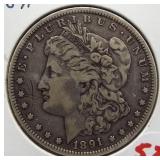 1891-O Morgan silver dollar.
