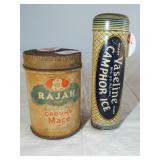 (2) Vintage tins including Vaseline Camphor Ice