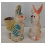 (2) Vintage paper mache Easter rabbit planters.