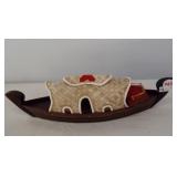 Wood gondola style boat display. Measures 12"