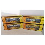 (4) Rail King flat cars with die cast cars