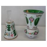 Bohemia crystal set including vase and bell. Made