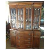 Antique one piece hutch with pull out desk, two