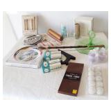 Collector plates, green glass center handled