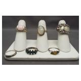 (6) Sterling silver rings of various design.