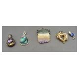 (5) Sterling silver necklace pendants of various