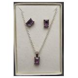 Sterling silver necklace, pendant and earrings