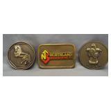(3) Belt buckles (all made in USA) including Fox