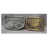 (2) Belt buckles including Raleigh Lights and
