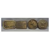 (4) Belt buckles including Old Gold Lights, 1981