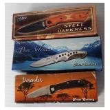 (3) New Frost Cutlery pocket knives including