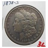 1878-S Morgan silver dollar.