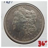 1889 Morgan silver dollar.