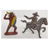 (2) Vintage metal figures including Indian and