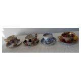 (4) Vintage cup and saucer sets. Brands include