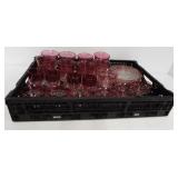 (26) Pieces of ruby and clear glass items