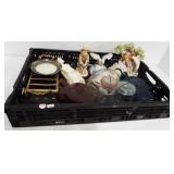 Vintage glassware including Gorham bird, Lefton