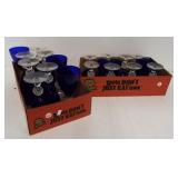 (20) Various sized cobalt and clear glass stemmed