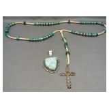 Sterling silver pendant with large stone and