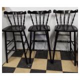 (3) Matching painted wood bar stools with gold