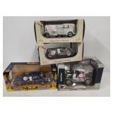 (4) Die cast collector cars in original unopened