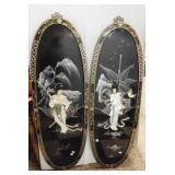 Pair of Oriental themed lacquered 3 Dimensional