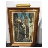 Nicely framed and matted oil painting on board