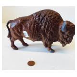 Cast iron bison bank. Measures 8.5" long.