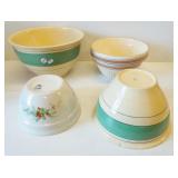 (4) Vintage pottery mixing bowls including Hall