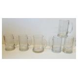 (6) Glass ship design beer mugs including The