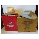 (2) Cowboy hats including Stetson Genuine Panama