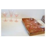 (12) Pink glass glasses including (6) 8.5" and