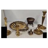 (3) Brass candle sticks of various designs, brass