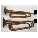 (2) Vintage brass Rexcraft Boy Scout bugles.