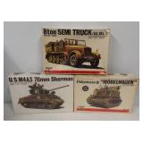(3) Bandi 1:48 Scale model kits including U.S.