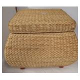 Square lined rush storage ottoman. Measures 15.5"