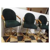 (3) Matching bar stools with chrome and wood arms