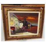 Framed and matted signed oil on canvas painting.