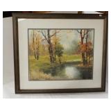 Framed and double matted signed Robert Woods