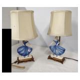 Pair of vintage electric colonial style ceramic