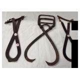 (3) Pairs of vintage ice tongs.