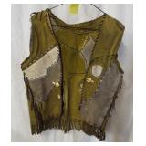 Patched leather Indian style vest with