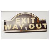 Vintage metal Exit Way Out wall sign. Measures 8"