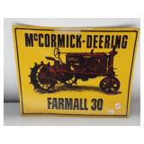 Metal McCormick Dearing Farmall 30 sign. Measures