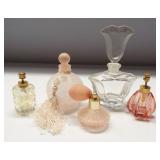 (5) Perfume bottles of various styles. Tallest